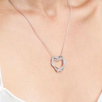 Crystal Encrusted Double Heart Pendant Necklace, 2 of 3
