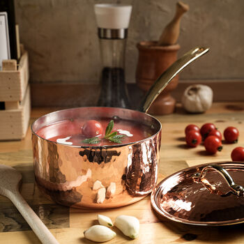 Handcrafted Copper Saucepan With Brass Handle, 2000 Ml, 2 of 5