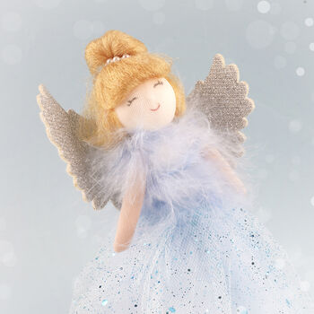 Blue Snow Fairy Light Up Angel Decoration Tree Topper, 2 of 9