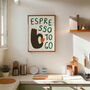 Espresso To Go Hand Painted Kitchen Print, thumbnail 8 of 8