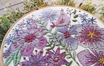 'Birdsong' Floral Linen Panel Embroidery Pattern Design, 8 of 10