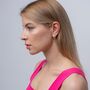 Shell Zircon Arc Elegant White Marble Stud Earrings, thumbnail 3 of 5