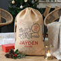 Personalised Stamp Hessian Christmas Sack, thumbnail 1 of 3