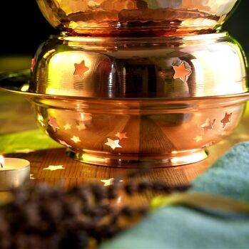 Solid Copper Ayurvedic Massage Oil Warmer Set, Handmade Copper Spa Accesories, 7 of 7