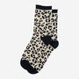 Women' Cream And Black Leopard Print Glitter Socks, thumbnail 2 of 2