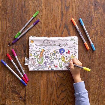 Reusable Colour In Pencil Case Mermaid Craft Kit + 10 Pens, 5 of 8