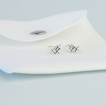 Vintage Finish Sterling Silver Star Stud Earrings, 4 of 5