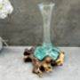 Molten Glass Vase On Teak Driftwood Handmade Wooden Decor Individual Gift, thumbnail 3 of 6