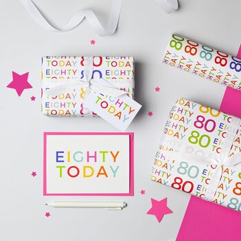 '80 Today' 80th Birthday Wrapping Paper Set, 2 of 3