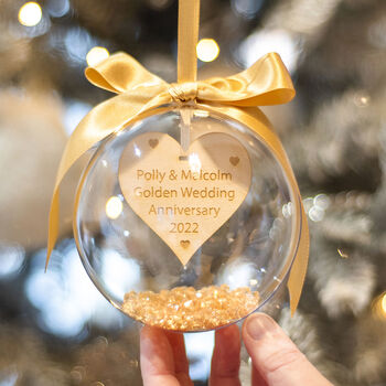 Personalised Wedding Anniversary Christmas Bauble, 2 of 7