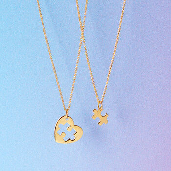 Gold Plated Mum And Me Jigsaw Puzzle Heart Bracelet Set, 3 of 7
