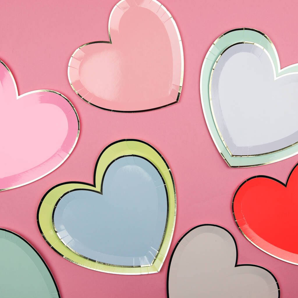 Valentine's Day Colourful Love Heart Paper Plates