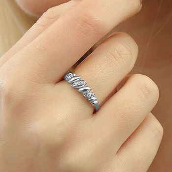 Lined Stones Marquise Sterling Silver Ring, 3 of 7