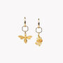 Bee Charm And Citrine Subtle Mismatch Hoop Earrings, thumbnail 2 of 3