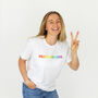 Rainbow 'Peace And Love' Organic T Shirt, thumbnail 3 of 6