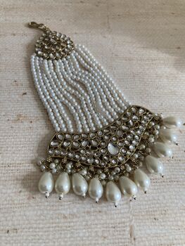 Kundan Antique Gold Pearl Passa/Jhumar, 3 of 5
