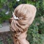 Pearl Flower Bridal Hair Pin With Gold Or Silver Wire, thumbnail 5 of 13