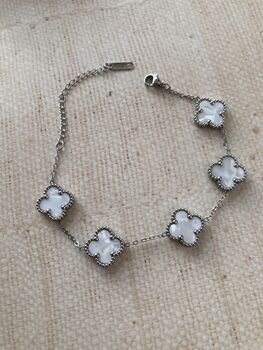 Silver Charm Clover Bracelet, 4 of 5