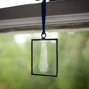 Feather Hand Engraved Glass Hanging Decoration, 2 of 7