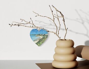 Castle Beach Wooden Hanging Heart, Collage Art Of Cornwall, 2 of 2