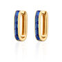 Oval Baguette Hoop Earrings With Blue Stones, thumbnail 3 of 7