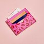 Personalised Fuchsia Pink Leopard Print Card Holder, thumbnail 2 of 5