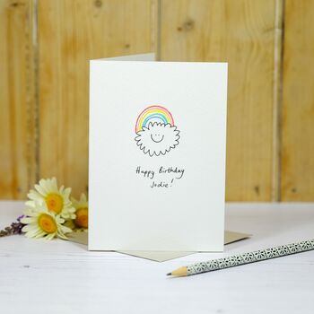 Personalised Rainbow Cloud Handmade Card, 2 of 3