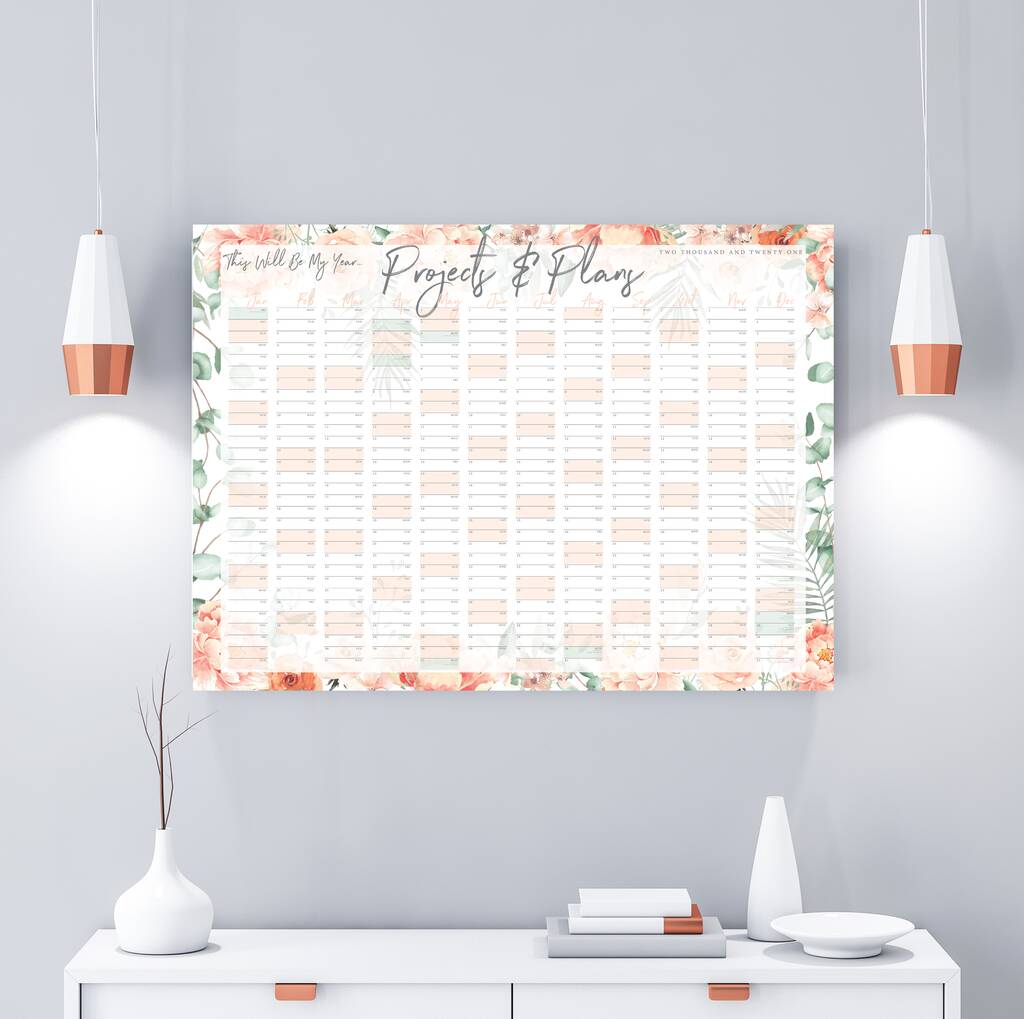 2022 Peach And Greenery Landscape Wall Planner, 1 of 2