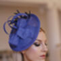Navy Disk Hat Fascinator 'Lydia', thumbnail 3 of 8