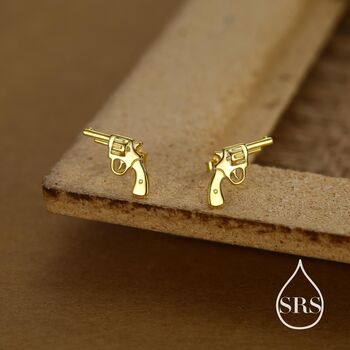Sterling Silver Pistol Stud Earrings, 3 of 12