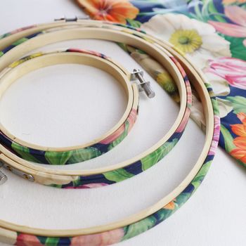 Floral Embroidery Hoop Frame. Liberty Print, 3 of 4