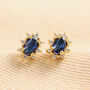 Blue Crystal Stud Earrings In Gold, thumbnail 1 of 3