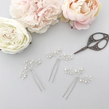 Wedding Hair Pins Freshwater Pearls In Gold Or Silver, 3 of 7