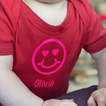 Neon Smiley Face Personalised Babygrow, 2 of 5