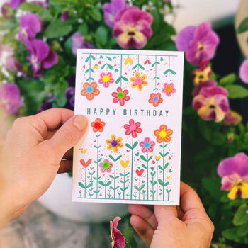 Handmade Birthday Card With Pom Pom Flowers, 4 of 5