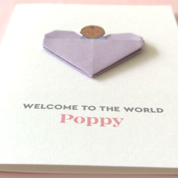 New Baby Girl Origami Heart Card, 4 of 12