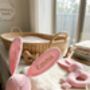 Personalised Baby Bunny Rattle Gift Set Pink Or Blue, thumbnail 3 of 4