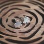 Jigsaw Puzzle Stud Earrings Sterling Silver Handmade, thumbnail 2 of 3