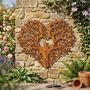 Cat Heart In Oak Tree With Robins Steel Garden Sculpture, thumbnail 1 of 2