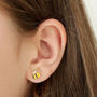 Mismatched Bee Sunflower Stud Earrings In Gold Plating, thumbnail 2 of 6