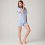 Women's 'Breezy Blue' Satin Stripe Cotton Short Pyjama Set, thumbnail 2 of 4