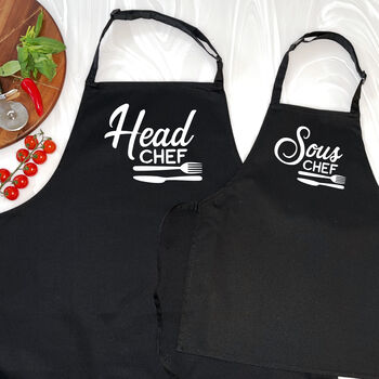 Head Chef And Sous Chef Matching Apron Set, 9 of 11
