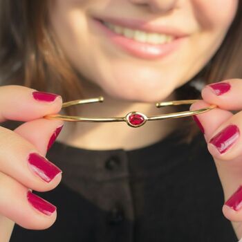 Garnet January Birthstone Gold Plated Bangle, 3 of 5