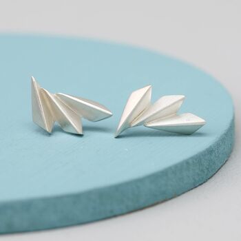 Sterling Silver Fan Climber Earrings, 4 of 9