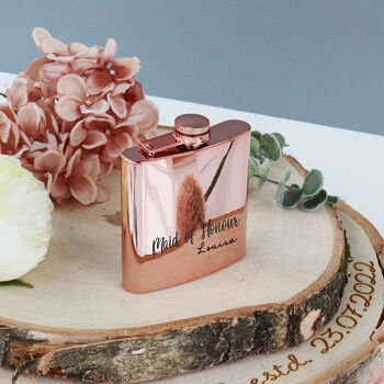 Personalised Rose Gold Hip Flask, 7 of 8