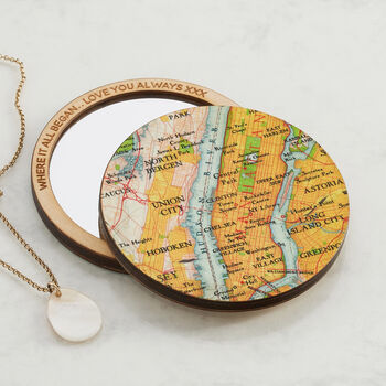 Personalised Map Location Compact Pocket Mirror For Her, 9 of 10