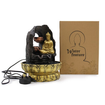 Golden Meditating Buddha Tabletop Water Feature 30cm, 8 of 8