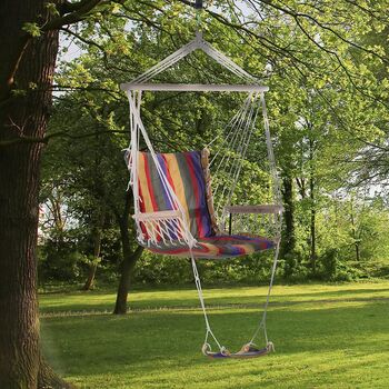 Hanging Rope Chair Hammock Padded Seat And Backrest, 3 of 11