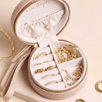 Personalised Gold Name Mini Round Travel Jewellery Case, 4 of 4