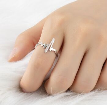 Heartbeat Adjustable Stainless Steel Ring, 4 of 9